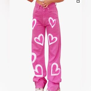 Pink Heart Boyfriend Jeans